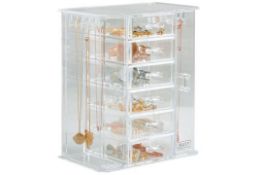 Clear Acrylic Jewelry Organizer Chest/Makeup Storage Box With 6 Drawers & Hanging Holder (ER51)