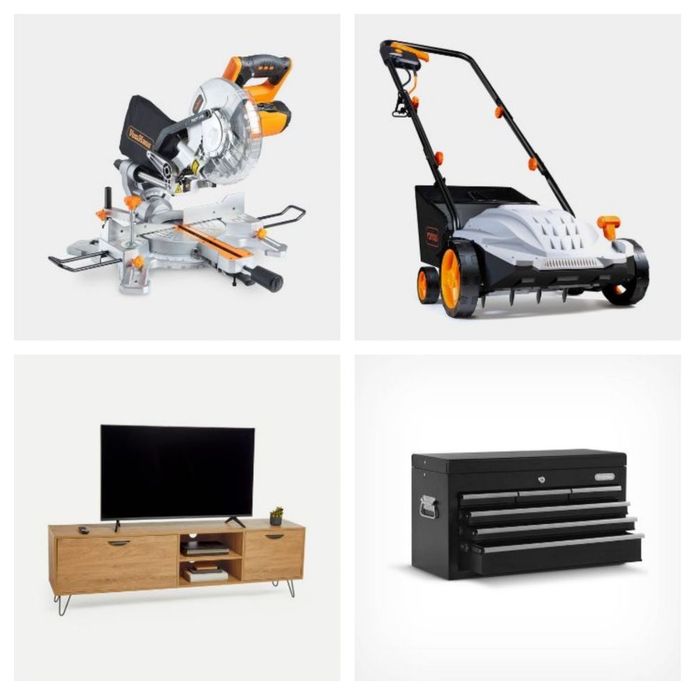 Mitre Saws, Lawnmowers, Drills, Heat Guns, Paint Guns, Sanders, Strimmers, Leaf Blowers, Tool Sets, Scarifiers and more