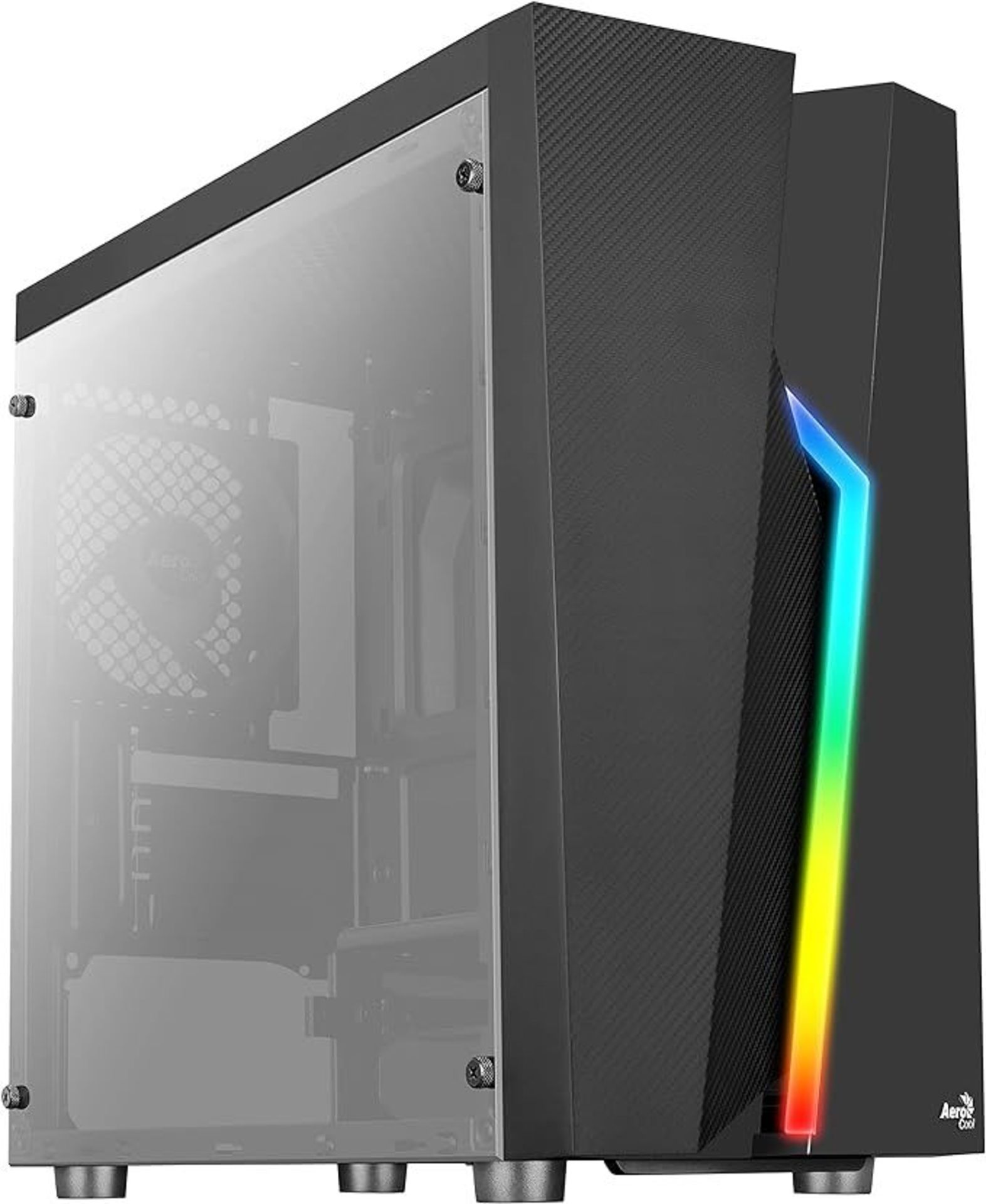 Aerocool Bolt Mini MATX RGB PC Gaming Case, MATX & Mini-ITX, Full Tempered Glass Side Panel, RGB LED