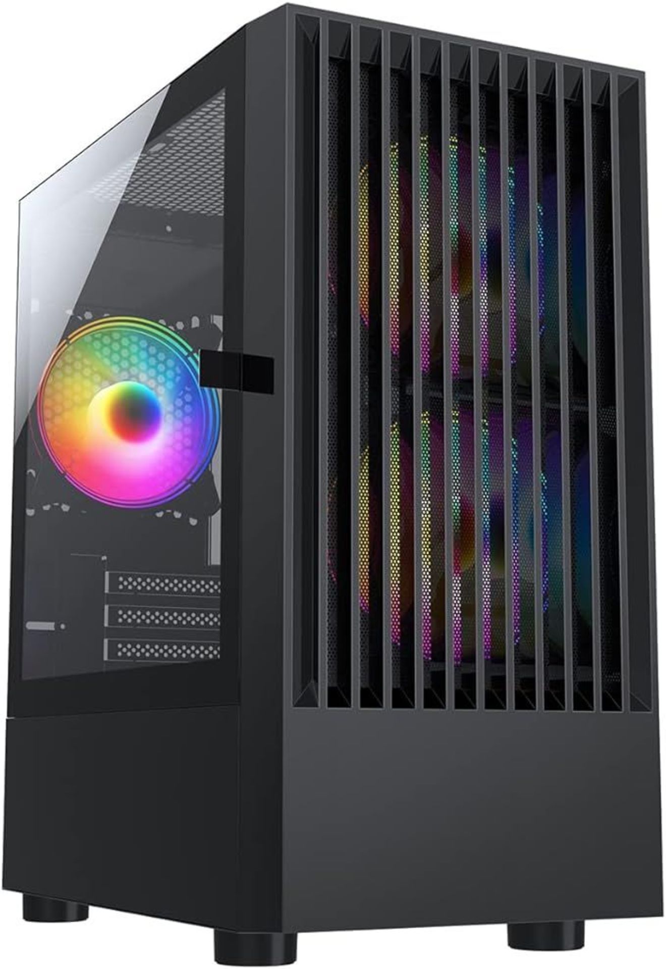 CiT Slammer Micro-ATX ARGB PC Gaming Case, 3 x ARGB Fans, Tempered Glass Side Panel | Black. - P7.