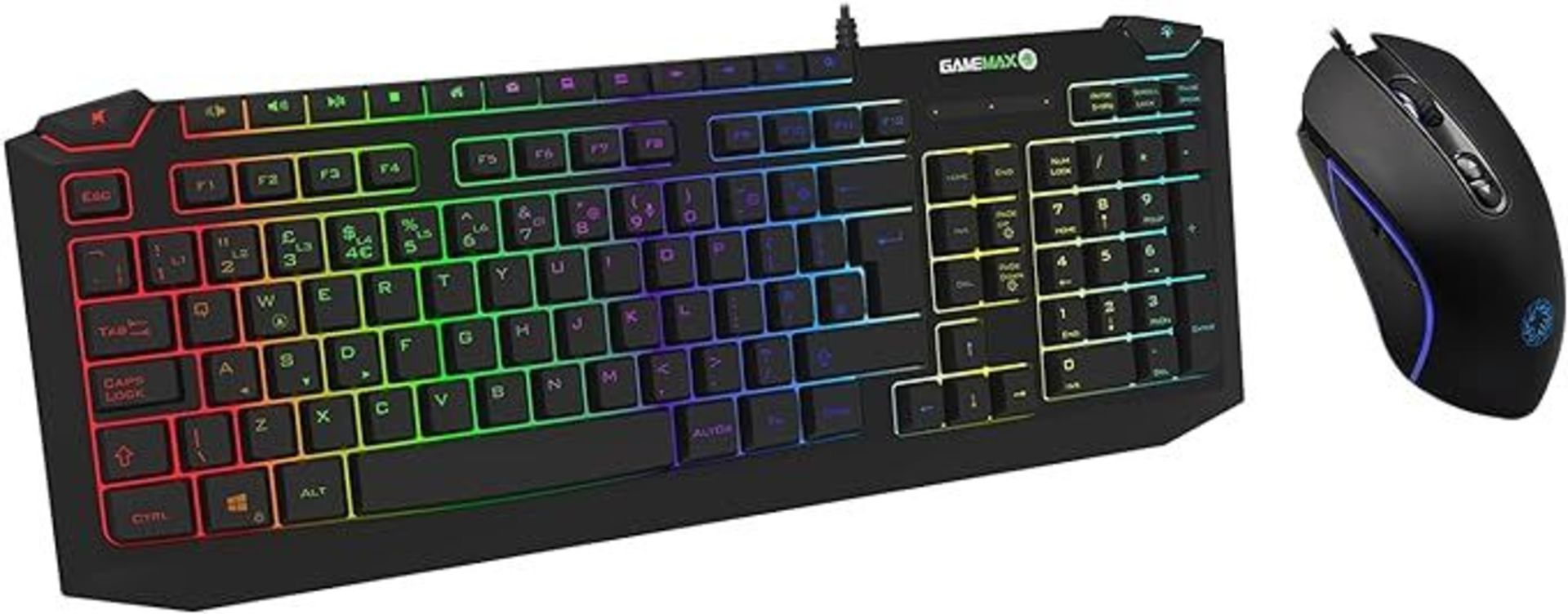 GameMax Pulse RGB Gaming Keyboard & Mouse, 7 Colour LED Backlight, 7D Optical, Anti-Ghosting,