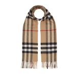 (No Vat) Burberry brown Classic 100% Cashmere Scarf - Personalised PP. 168x30cm