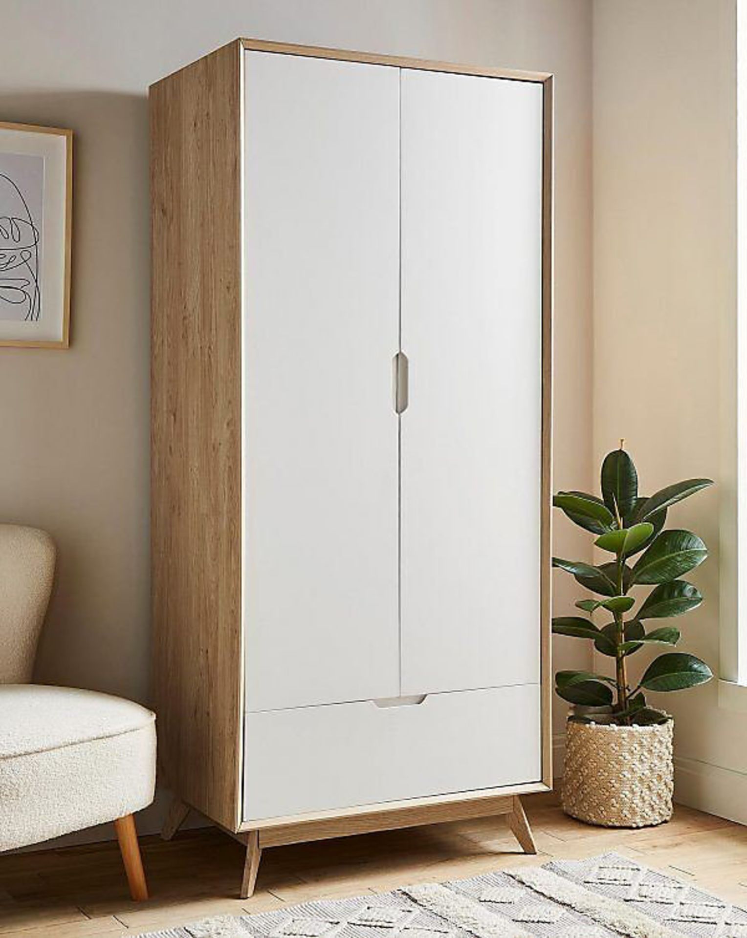 NEW & BOXED EZRA 2 Door 1 Drawer Wardrobe. OAK/WHITE S1R2/1. RRP £399 EACH. the Ezra 2 Door 1 Drawer