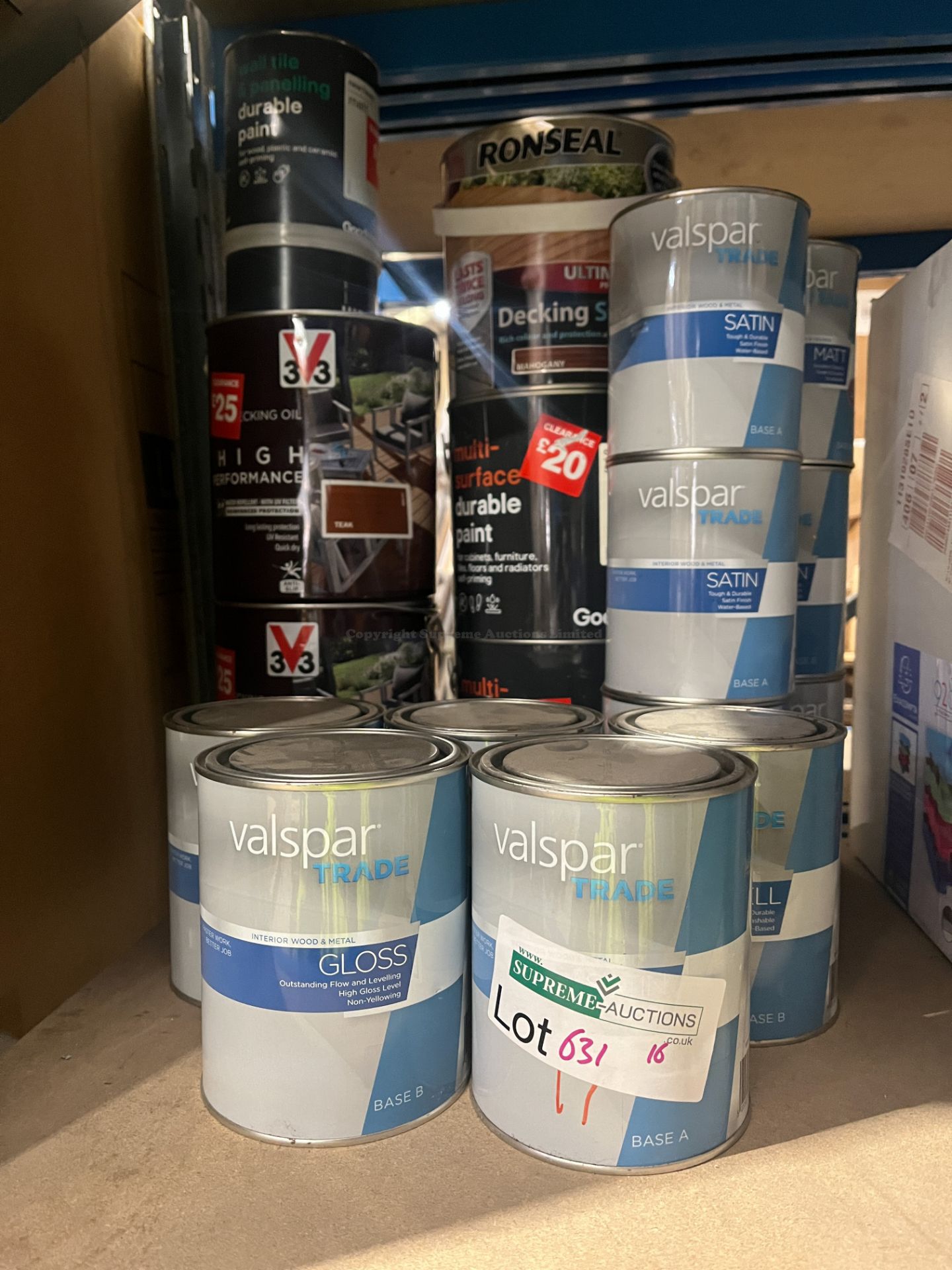 17 PIECE MIXED PAINT LOT INCLUDING VALSPAR, V33, RONSEAL ETC S1-15