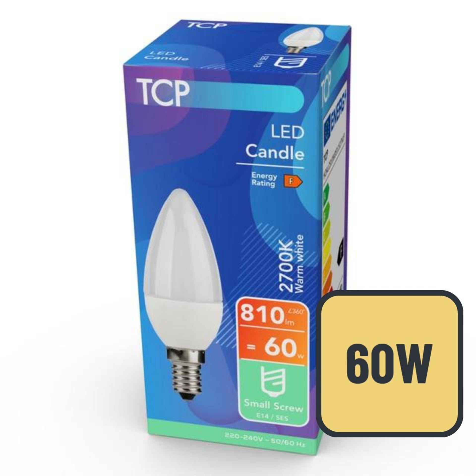 TRADE PALLET TO CONTAIN 2216x BRAND NEW TCP LED 250 Lumen Non-Dimmable Coated E14 Candle Bulbs 2700k
