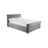 BRAND NEW KINGSTON VELVET STORAGE BEDSTEAD SILVER RRP £499 S1R9, The Kingston Bedstead has an