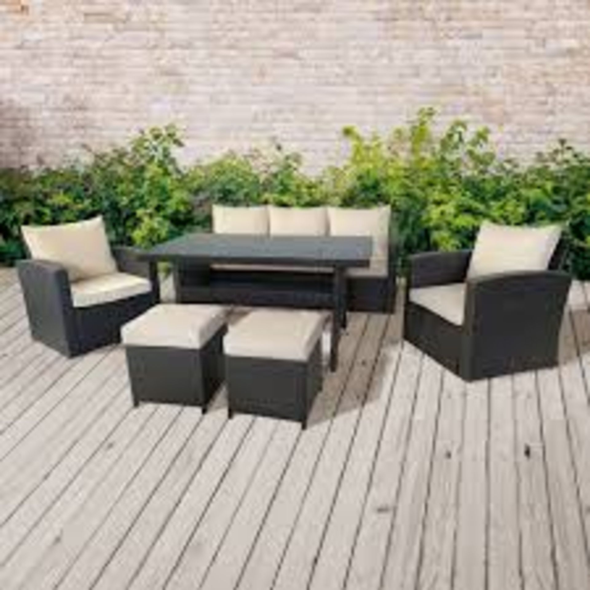 ATLANTA 6 PIECE RATTAN DINING SET WITH SOFT REMOVABLE CUSHIONS FOR HIGH LEVEL COMFORT, STRONG AND