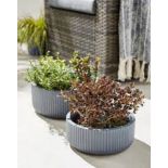 8x NEW & BOXED 24 X 24 X 10CM RIBBED PLANTERS. (R18-7)