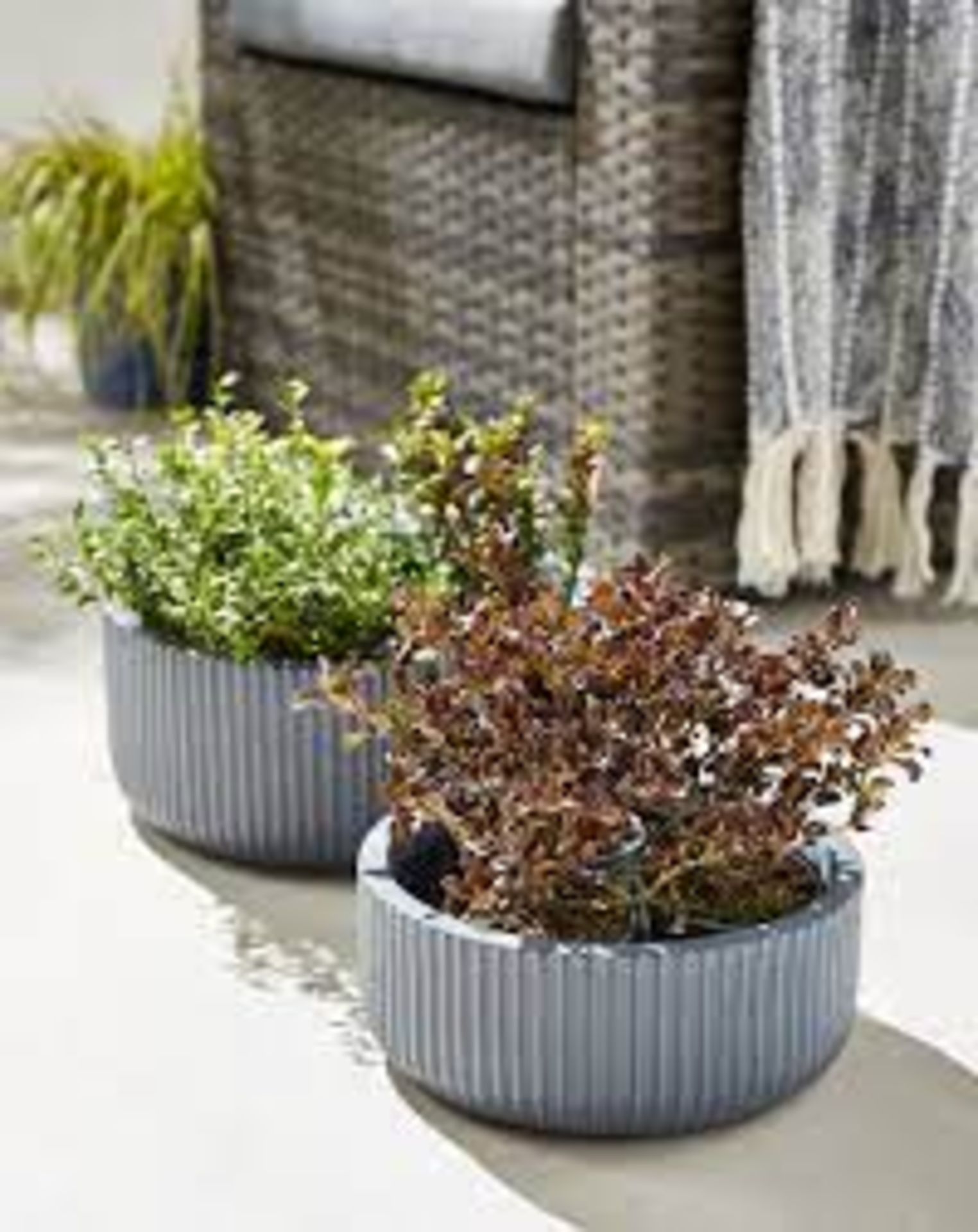 8x NEW & BOXED 24 X 24 X 10CM RIBBED PLANTERS. (R18-7)