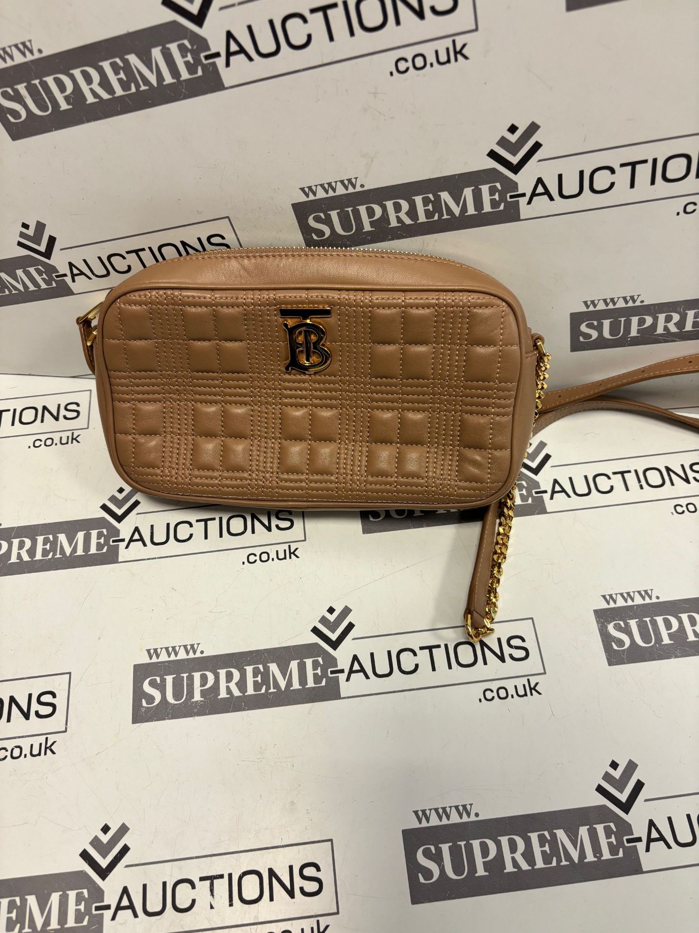 (No Vat) Burberry tb soft crossbody bag camel with Gold. Approx 23x12cm. - Image 4 of 7