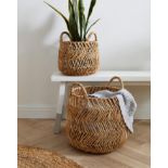 4 X BRAND NEW SETS OF 2 ZIGZAG WEAVE BASKETS S1R110