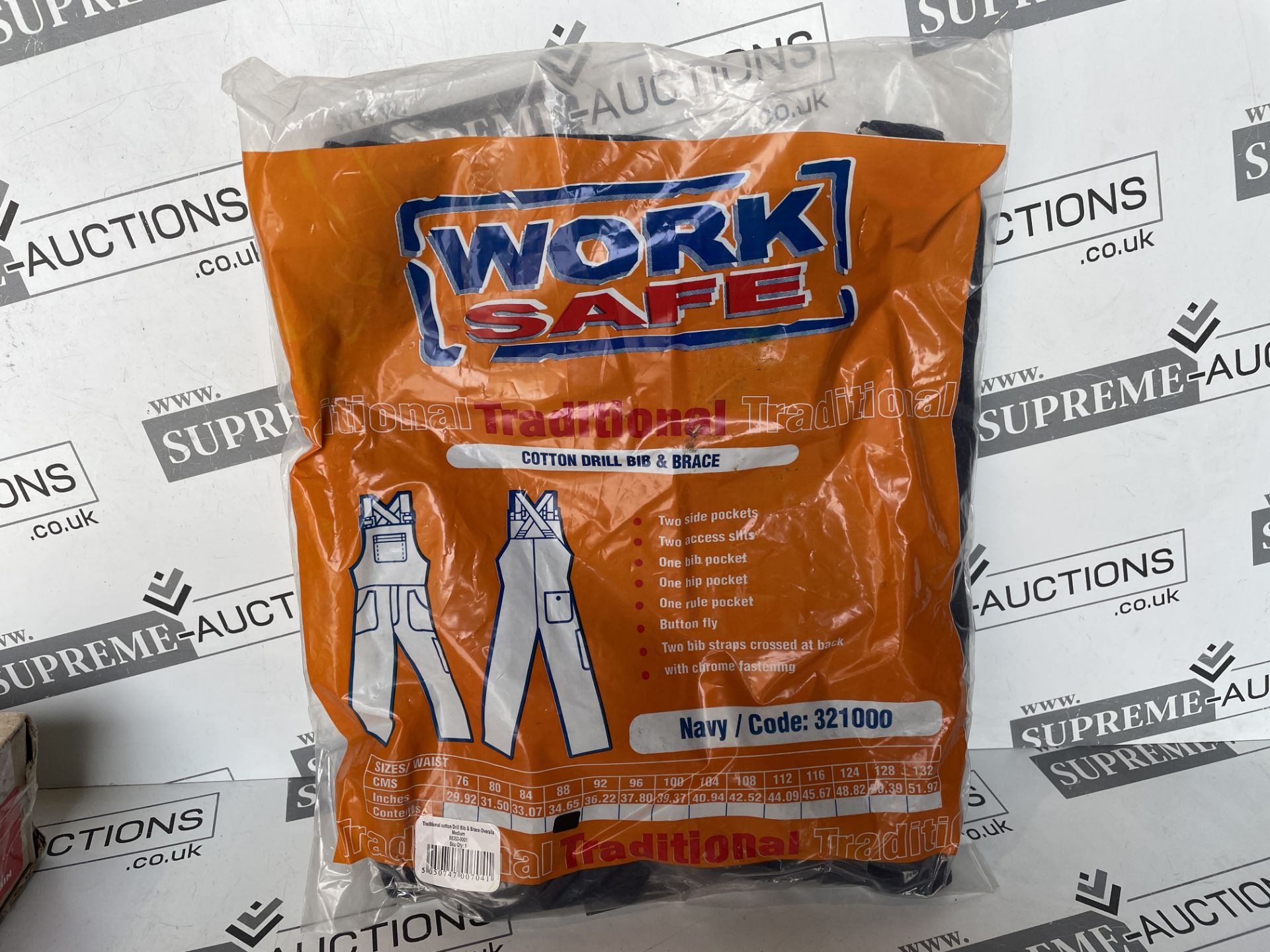 25 X BRAND NEW WORK SAFE TRADITIONAL NAVY COTTON DRILL BIB AND BRACE SIZE EXTRA LARGE R4.1/1.8