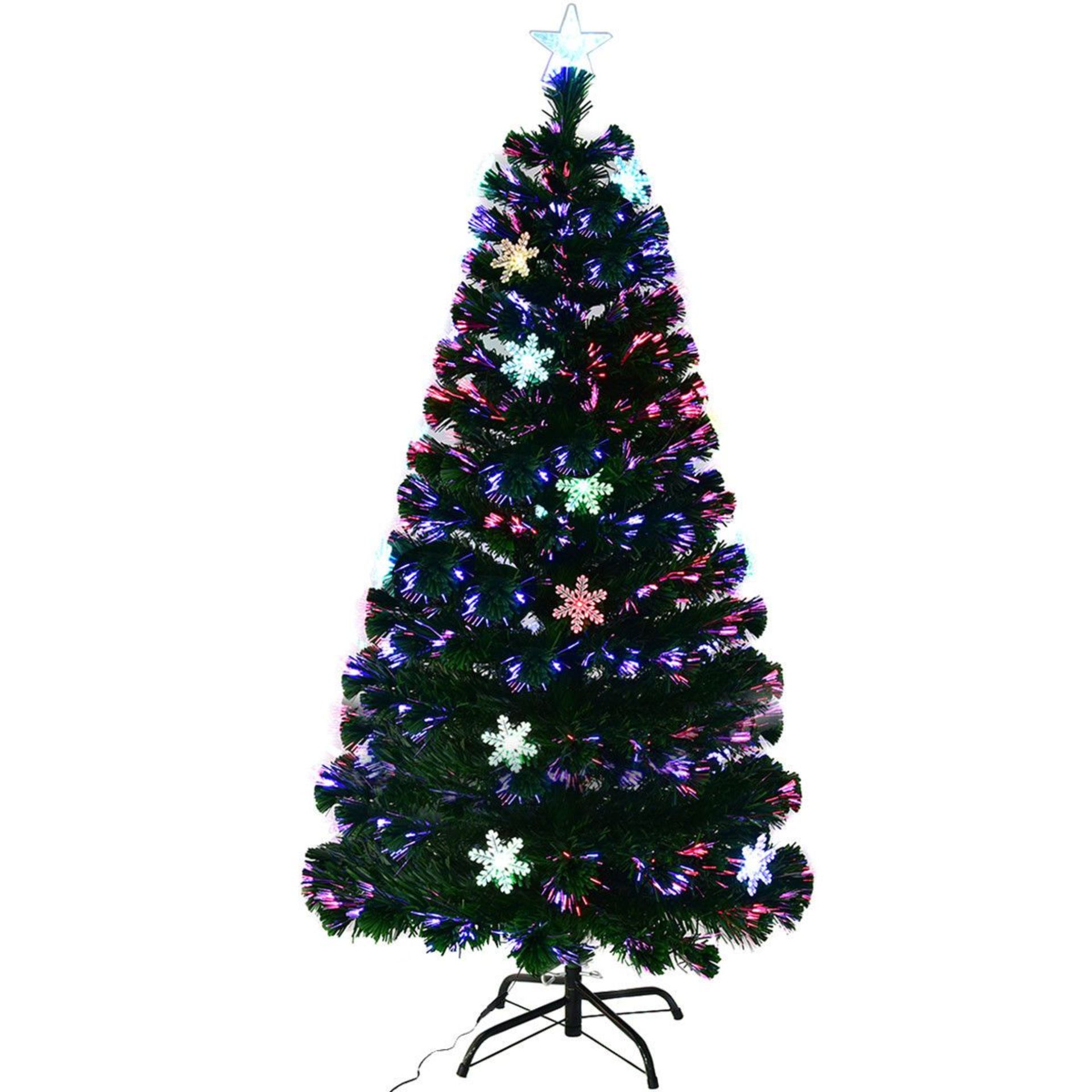7ft / 2.1m Fibre Optic Christmas Tree with Snowflake and Star Decoration. - R13.12.