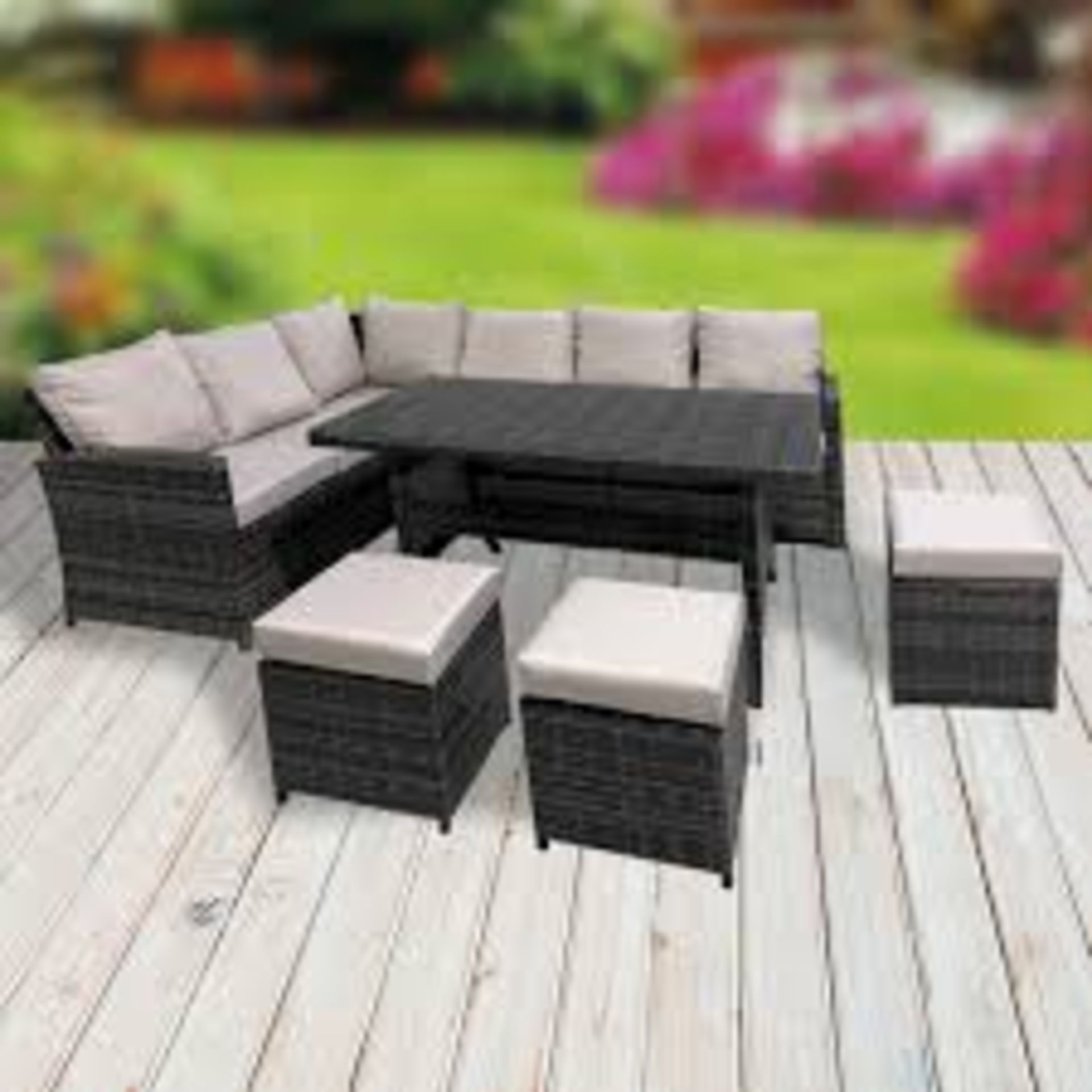 6 SEATER OUTDOOR CORNER DINING SET, SOFT REMOVABLE CUSHIONS, STRONG AND DURABLE, PERFECT FOR YOUR