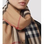 (No Vat) Burberry Fringed checked wool and silk-blend scarf.