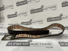 (NO VAT) BURBERRY BROWN BELT WITH CLASSIC CHECK INNER RRP £799