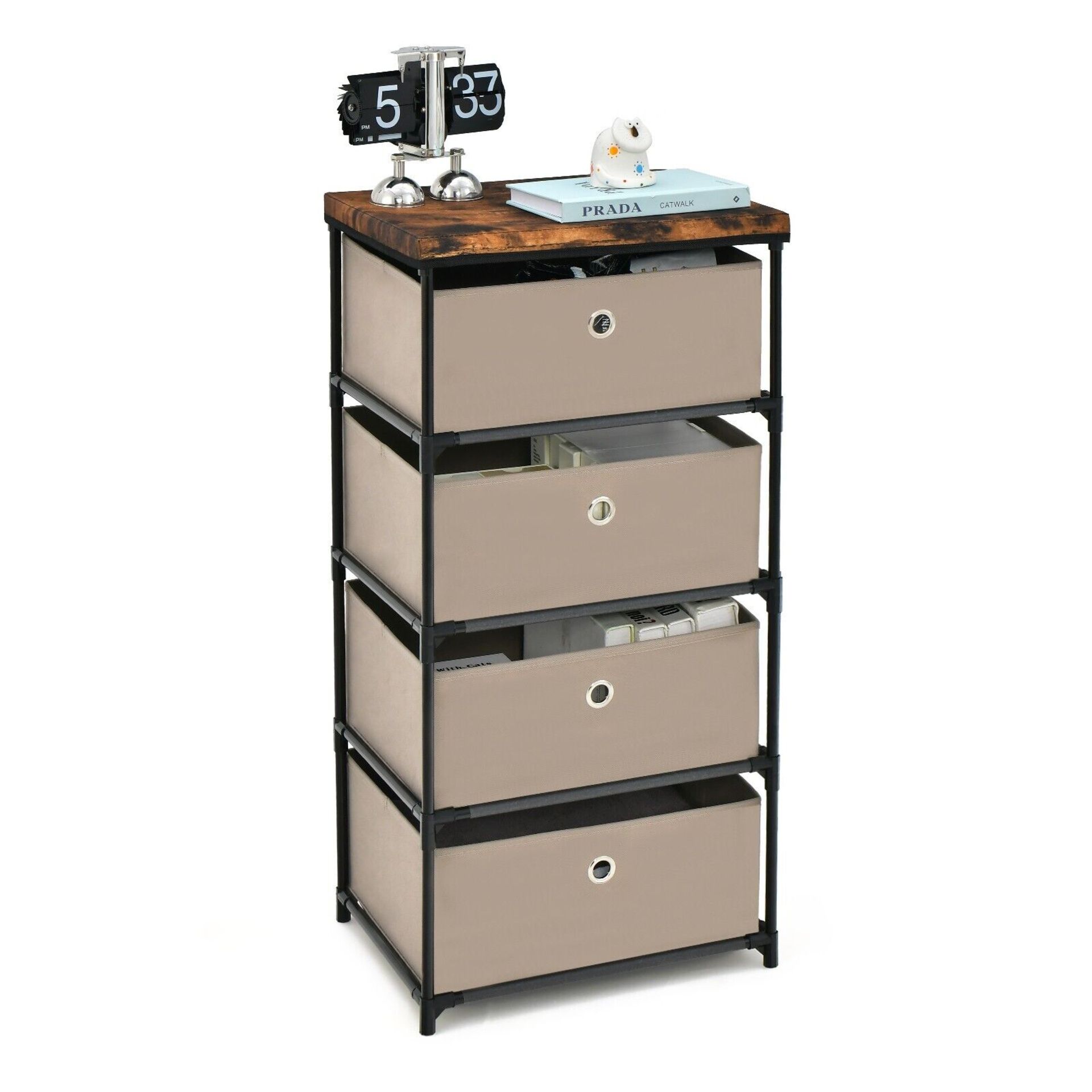4 X 4 Drawer Fabric Dresser Storage 4-Tier Organizer Tower R13-9