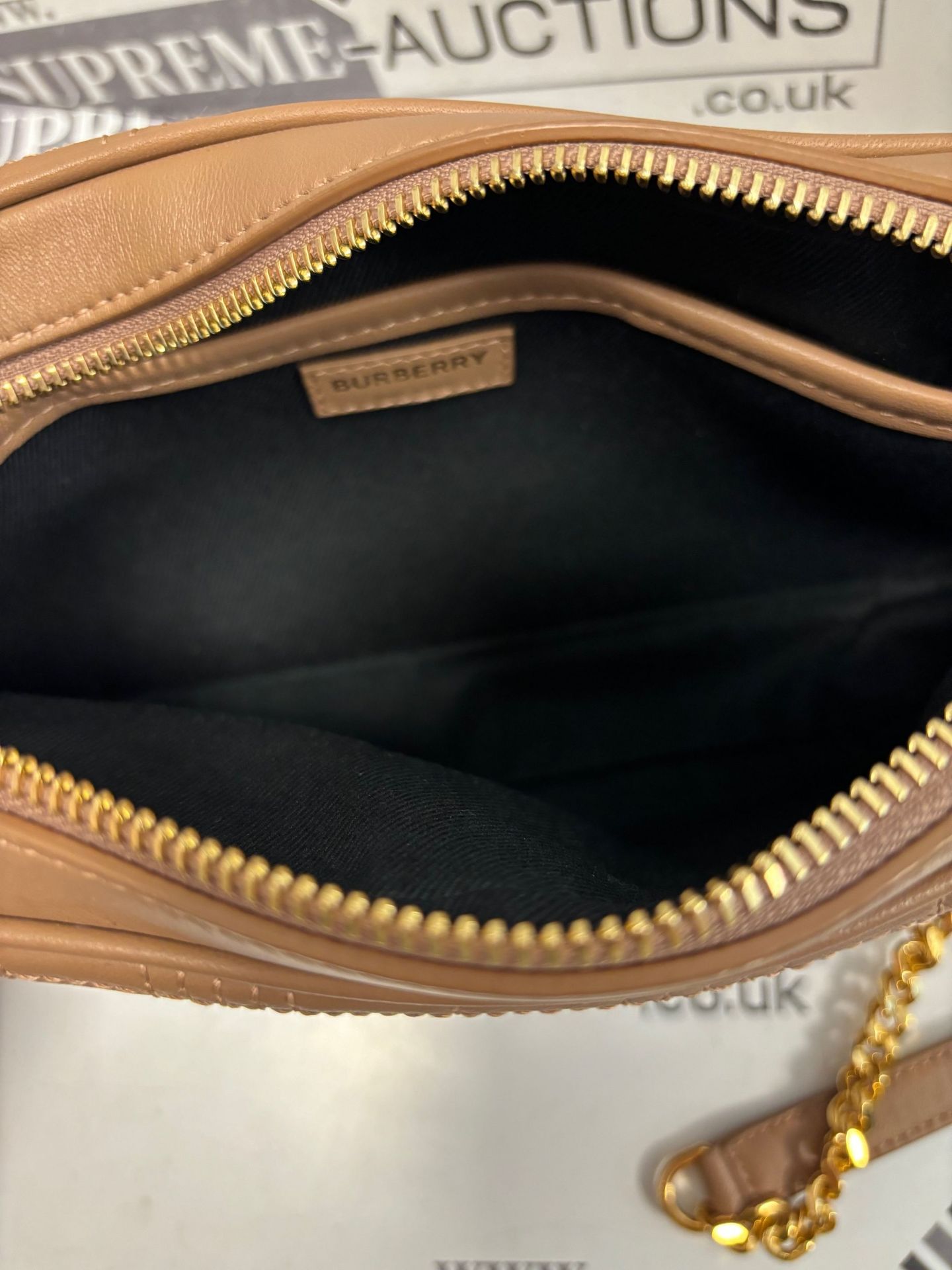 (No Vat) Burberry tb soft crossbody bag camel with Gold. Approx 23x12cm. - Image 7 of 7