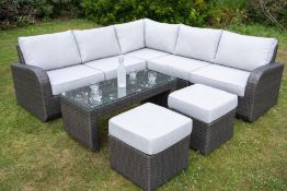 Brand New Moda Furniture 8 Seater Corner Group With Coffee Table in Grey with Grey Cushions. RRP £