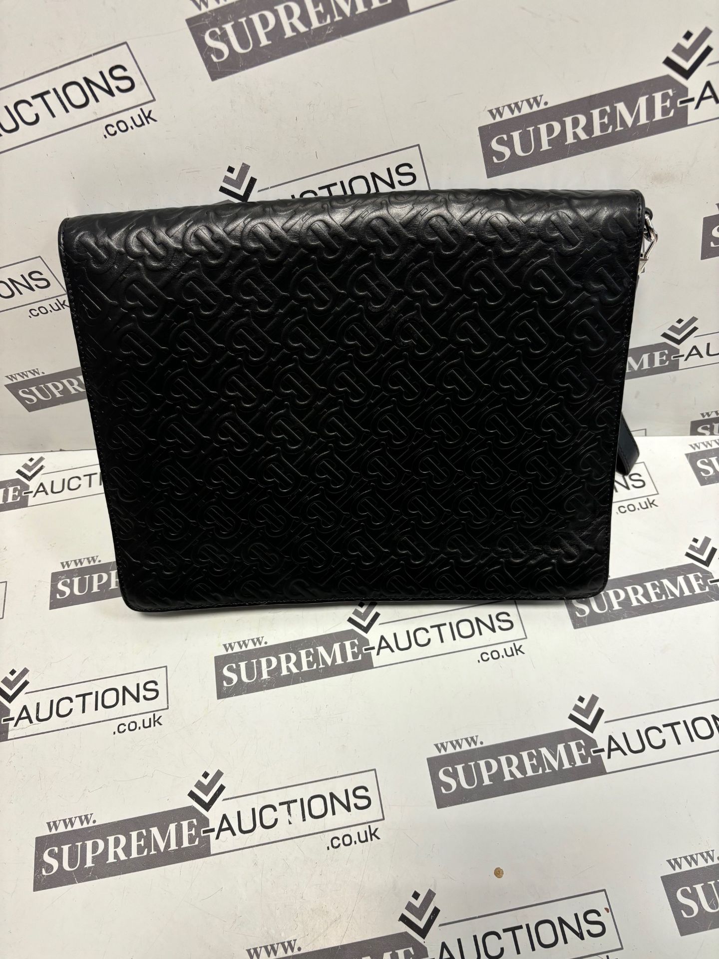 (No Vat) Burberry Envelope clutch, TB embossed leather, Black colour approx 27x35cm. - Bild 3 aus 7