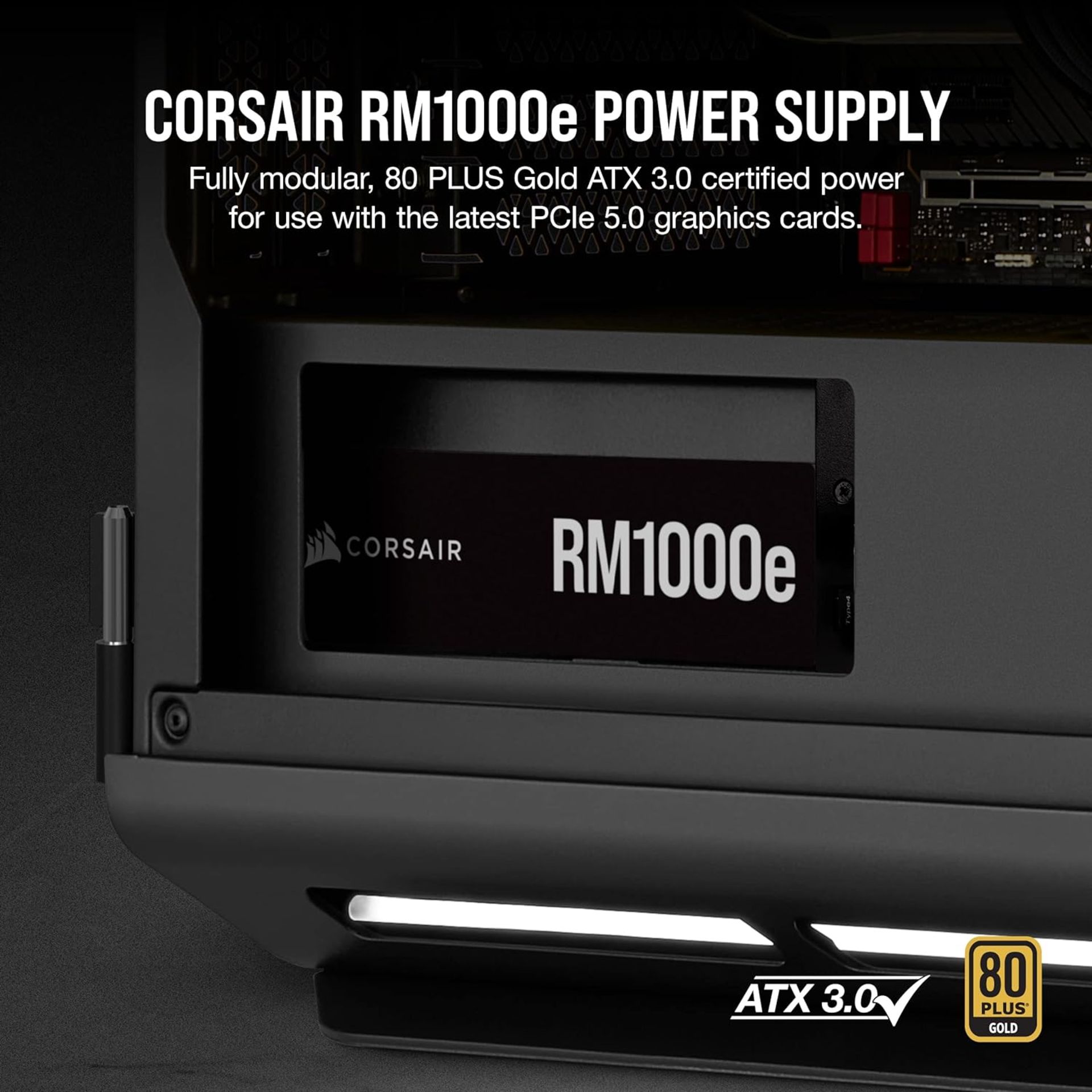 BRAND NEW FACTORY SEALED CORSAIR RM1000e Fully Modular Low-Noise ATX Power Supply. RRP £152.99. - Image 2 of 6