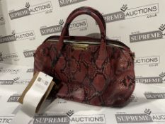 (NO VAT) BURBERRY WOMENS PURPLE MAUVE BACK ALCHESTE PYTHON SNAKE BOWLING CROSSBODY BAG RRP £1100