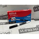 10 X BRAND NEW BEROL PACKS OF 12 BLACK DRY WIPE MARKERS P4