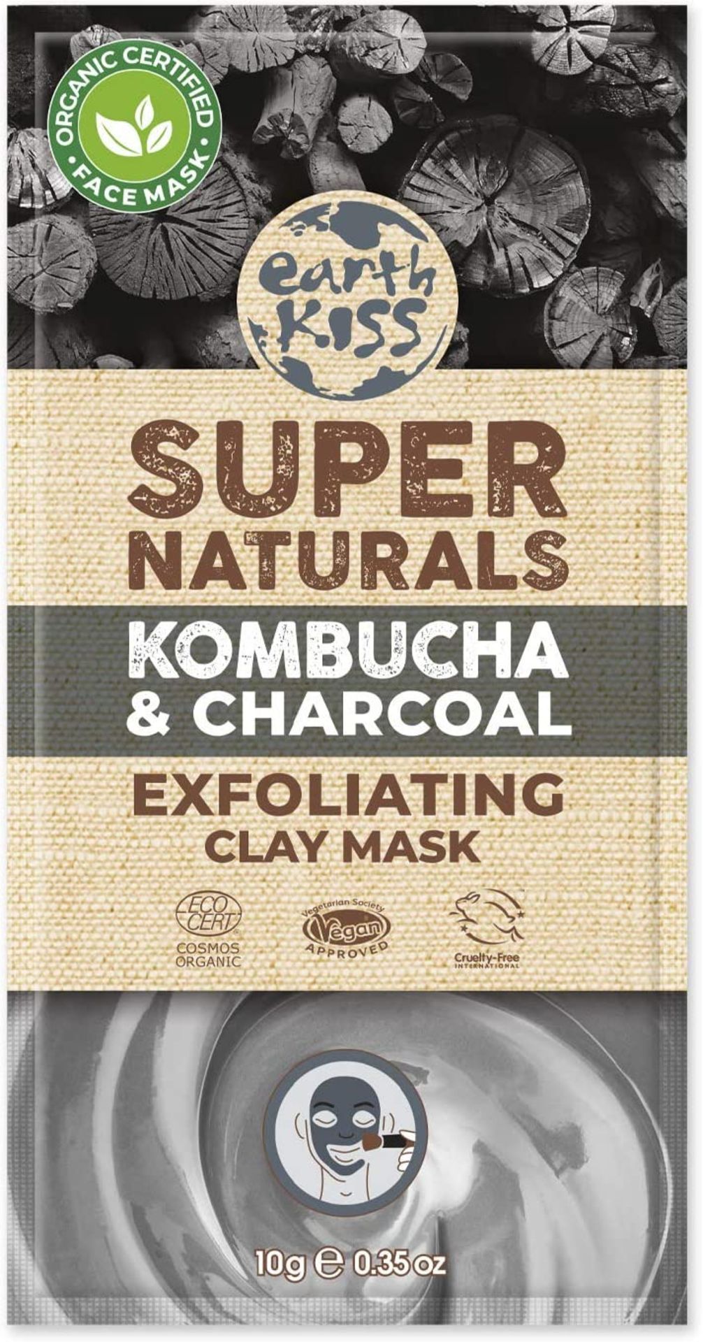 60 x BRAND NEW Earth Kiss Kombucha and Charcoal Mask 1 Sachet - PW