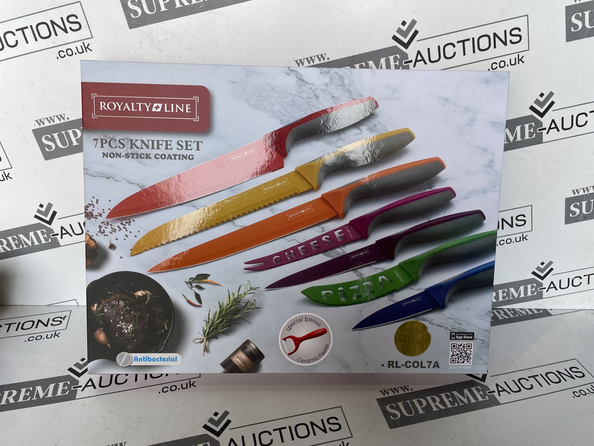 4 X BRAND NEW ROYALTY LINE 7 PIECE NON STICK COATING PREMIUM KNIFE SETS R17.7