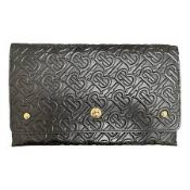 (No Vat) Burberry Envelope clutch, TB embossed leather, Black colour approx 27x35cm.