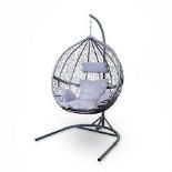 HARLESDEN HANGING EGG CHAIR, SOFT REMOVABLE CUSHIONS, TIMELESS DESIGN, PERFECT FOR YOUR PATIO OR