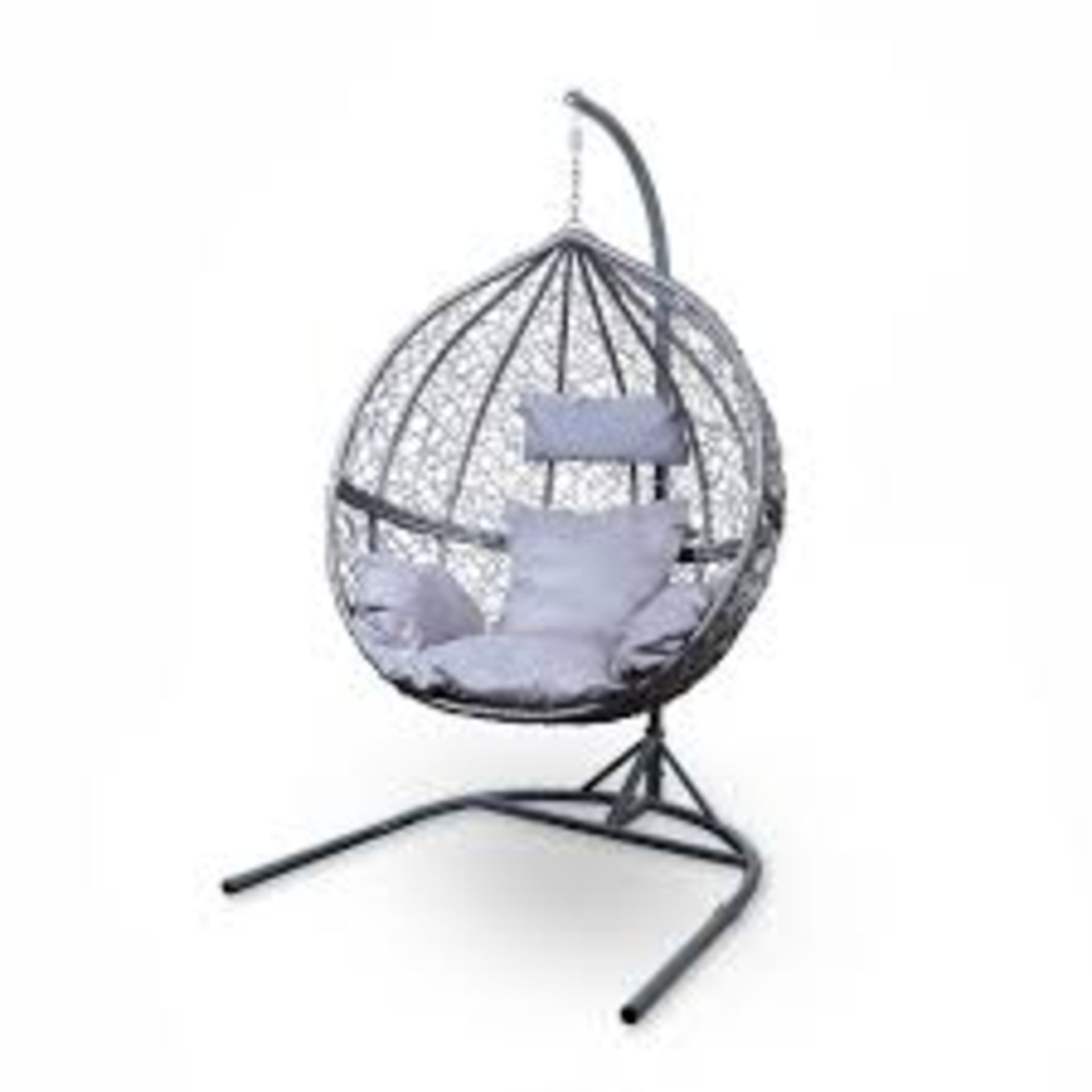 HARLESDEN HANGING EGG CHAIR, SOFT REMOVABLE CUSHIONS, TIMELESS DESIGN, PERFECT FOR YOUR PATIO OR