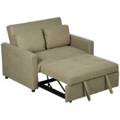 HOMCOM Loveseat Sofa Bed, Convertible Bed Settee with 2 Cushions, Side Pockets for Living Room,