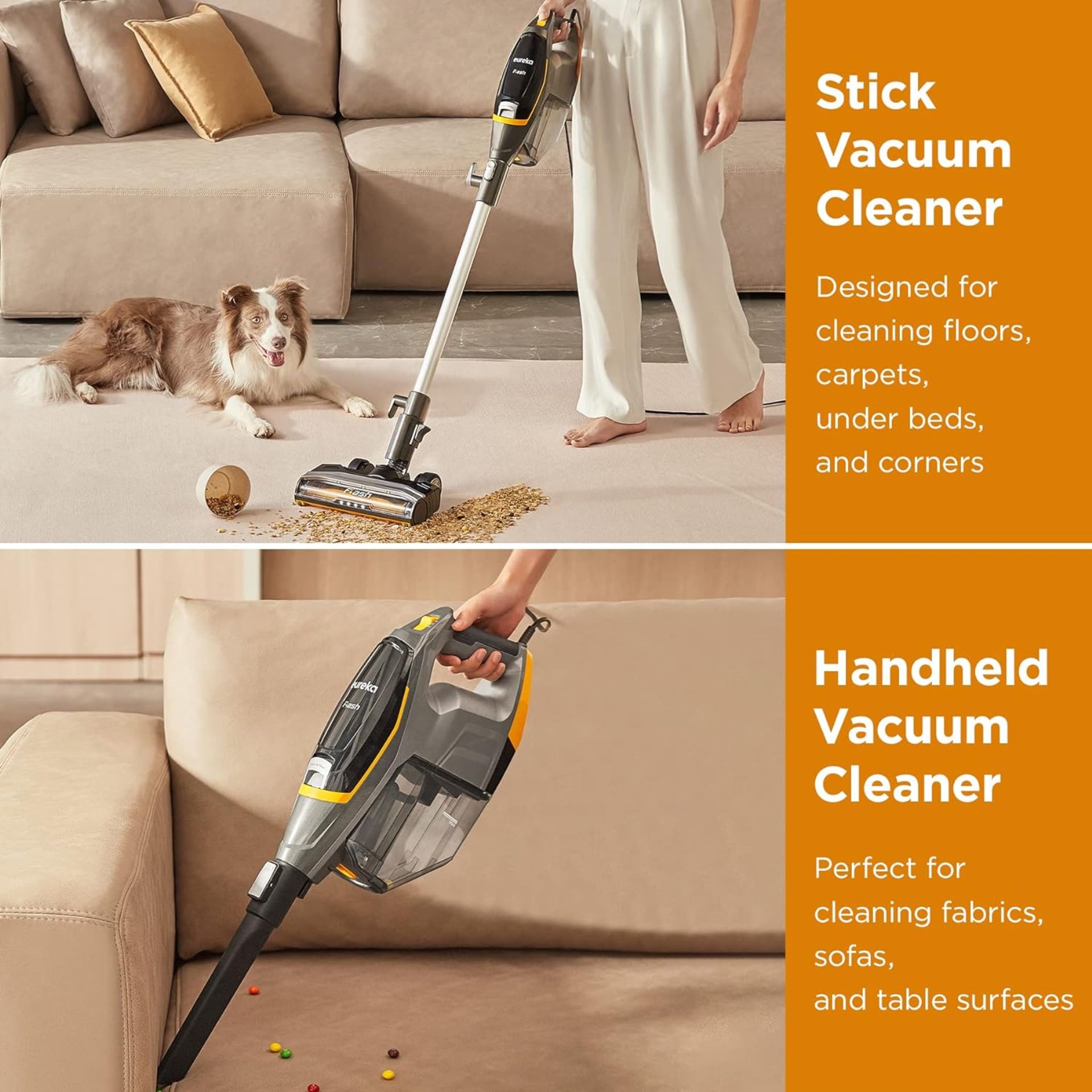 Brand New Eureka NES510 2-in-1 Corded Stick & Handheld Vacuum Cleaner, 400W Motor for Whole House, - Image 2 of 7