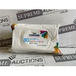 50 X BRAND NEW PACKS OF 80 SENSITIVE BABY WIPES 180 X 150MM R9.11