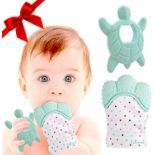 50 X BRAND NEW LINAME GREEN TURTLE MITTEN AND TEETHING TOY SETS