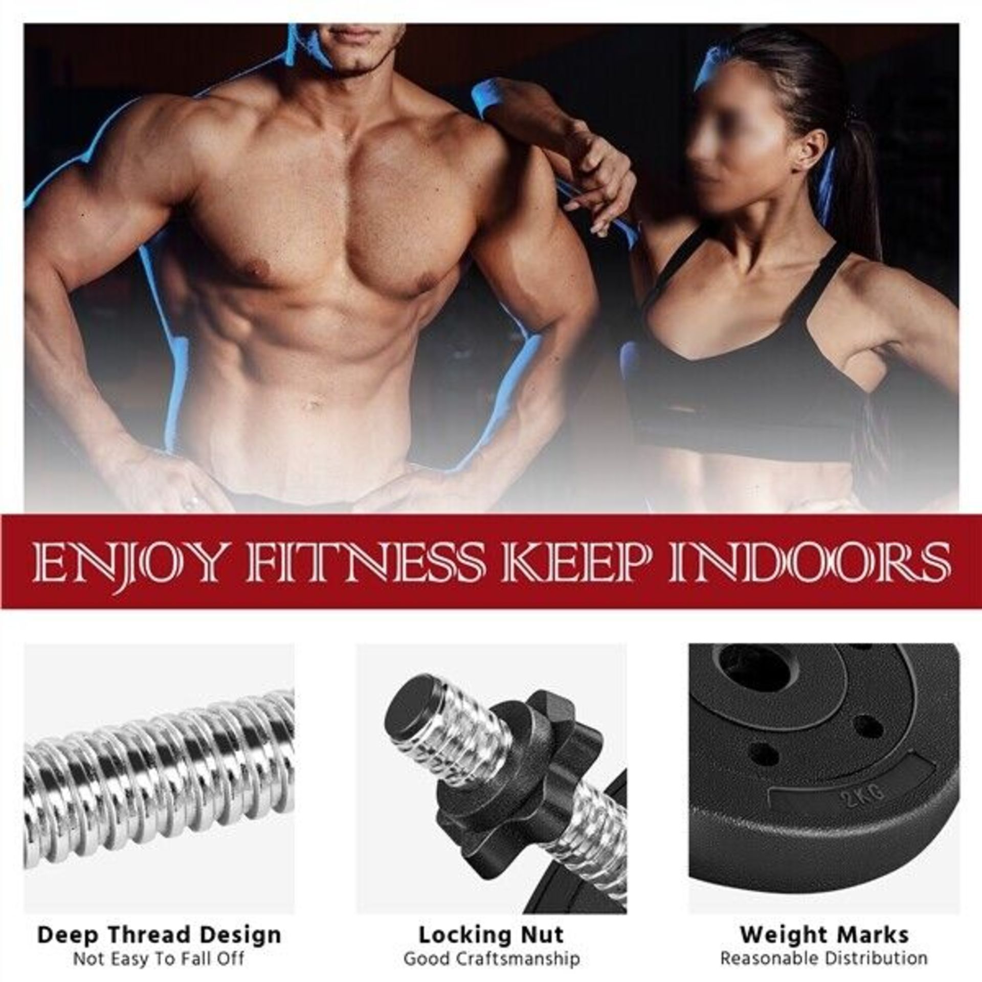5 x SETS OF 2 - 20KG ADJUSTABLE WEIGHT DUMBBELL SETS. EACH SET INCLUDES: 4 X 3KG WEIGHTS, 2 X 2. - Image 5 of 8