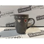 72 X BRAND NEW GREY HEART DESIGN MUGS R15-8