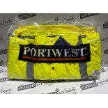 12 X BRAND NEW PORTWEST HI VIS BOMBER JACKETS SIZE MEDIUM R9-2