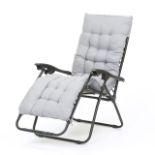 2 X BRAND NEW ROYALE RELAXERS WITH HEADREST AND LONG PADDED CHARCOAL CUSHIONS R15-6