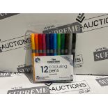 48 X BRAND NEW PACKS OF 12 MEDIUM TIP ASSORTED COLOURING PENS R3-8