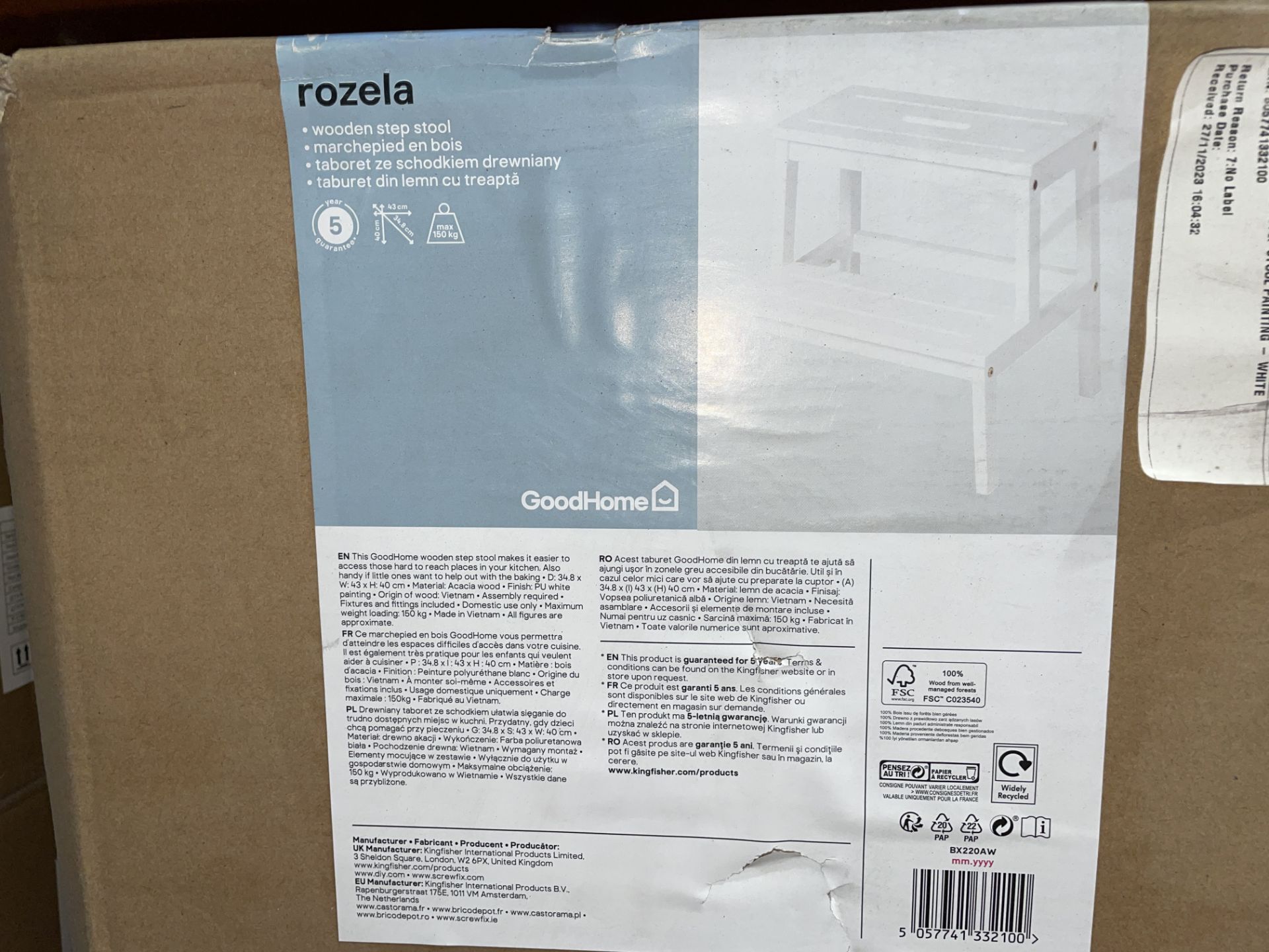 4 X BRAND NEW ROZELA WOODEN STEP STOOLS R17-4