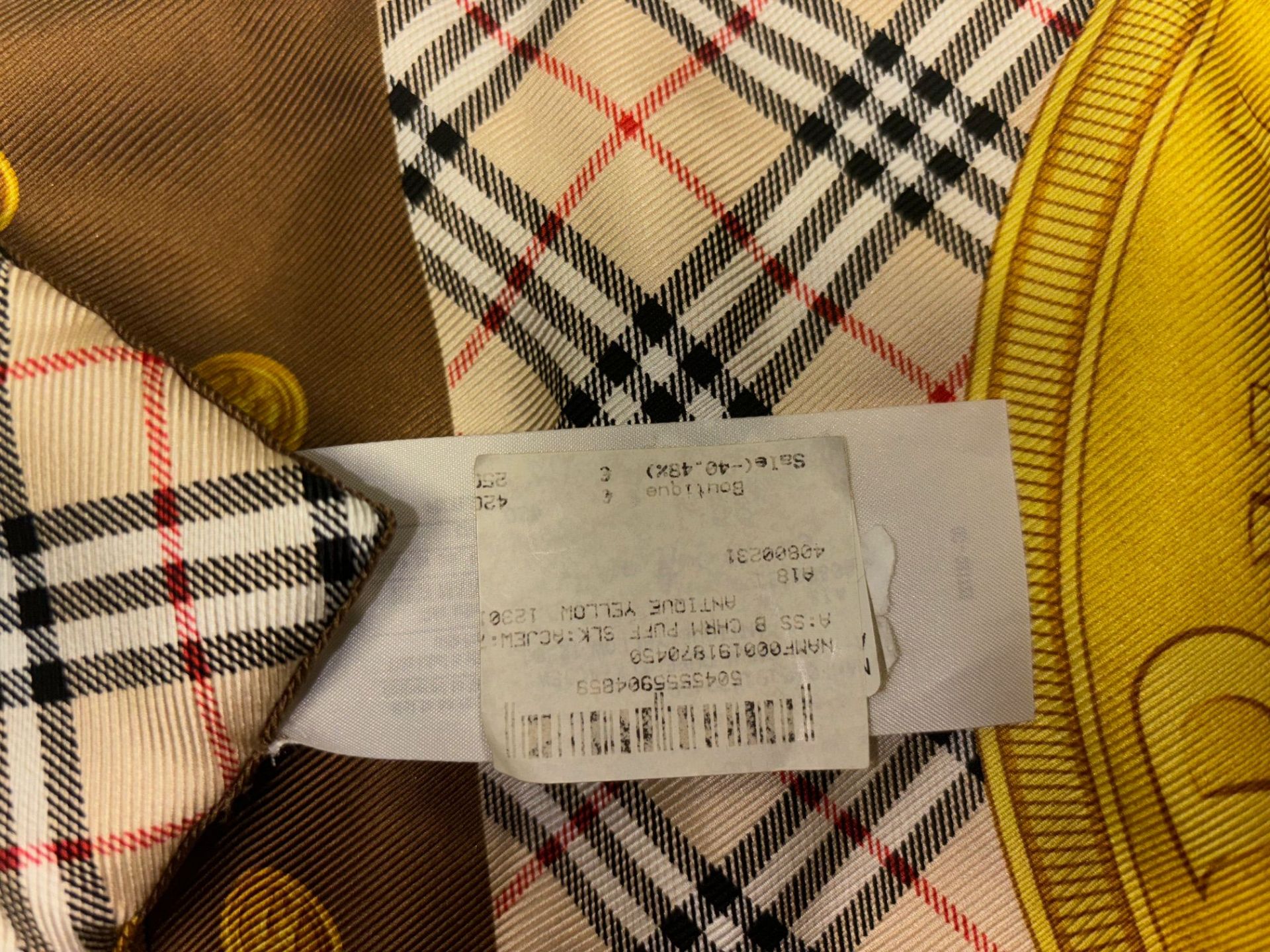 Genuine Burberry Multicolor Printed Silk Puffer Scarf, key charm pattern, vintage yellow. RRP £420 - Image 3 of 6