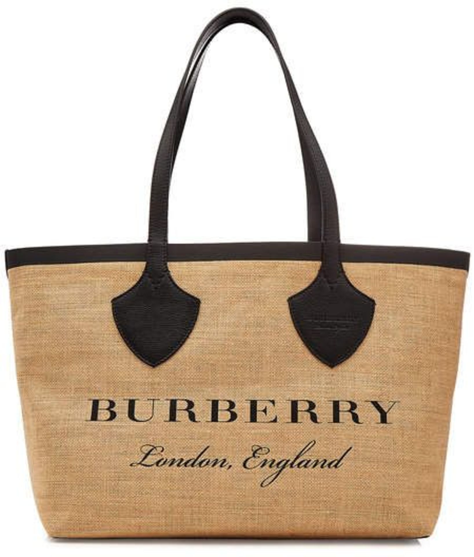 Genuine Burberry The Giant Tote Jute Bag with Leather. RRP £1,150. Spacious and versatile, this - Image 2 of 9