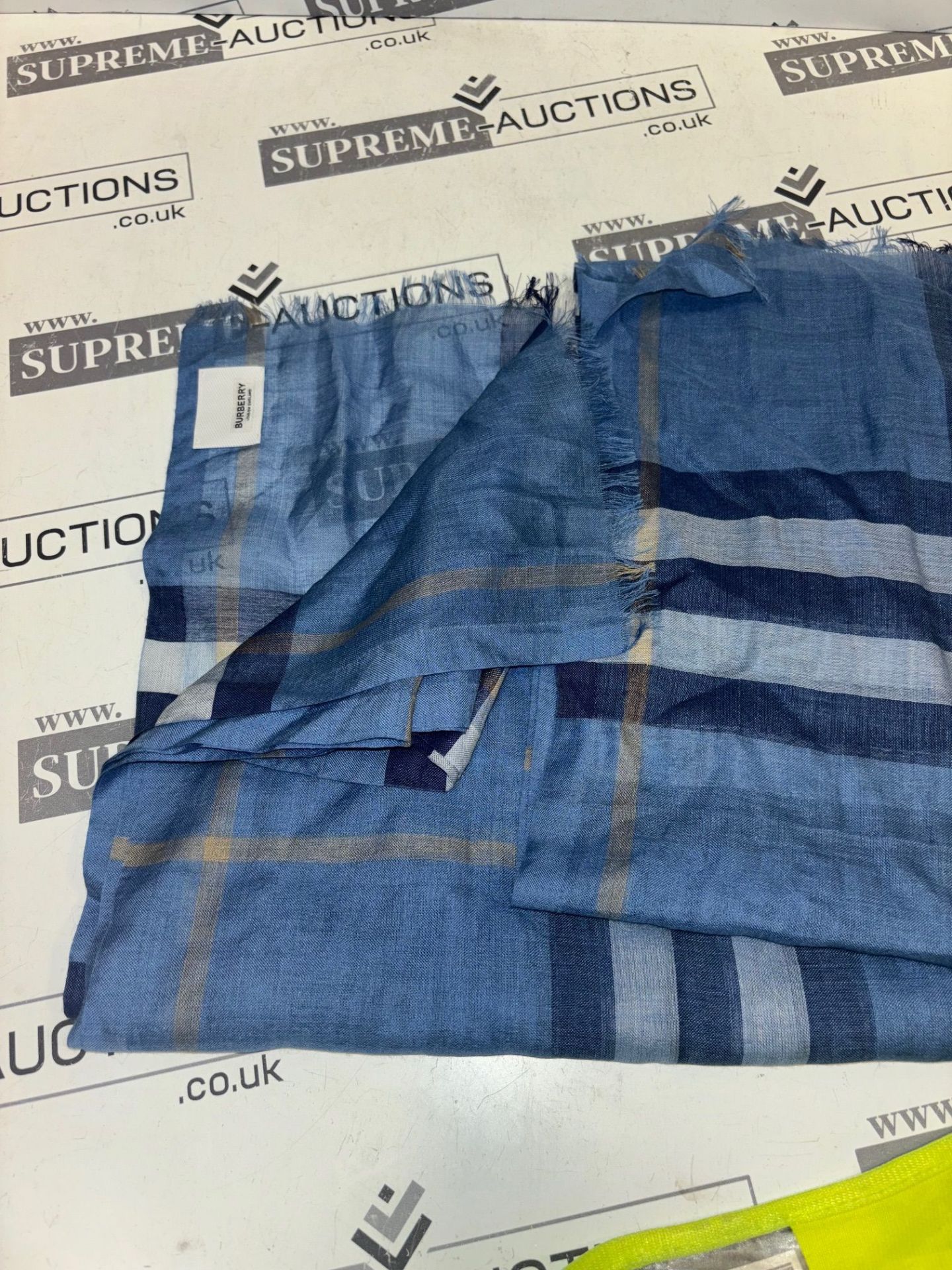 Genuine Burberry Light Blue Check scarf. RRP £250. Wool and Silk Scarf. - Image 4 of 4