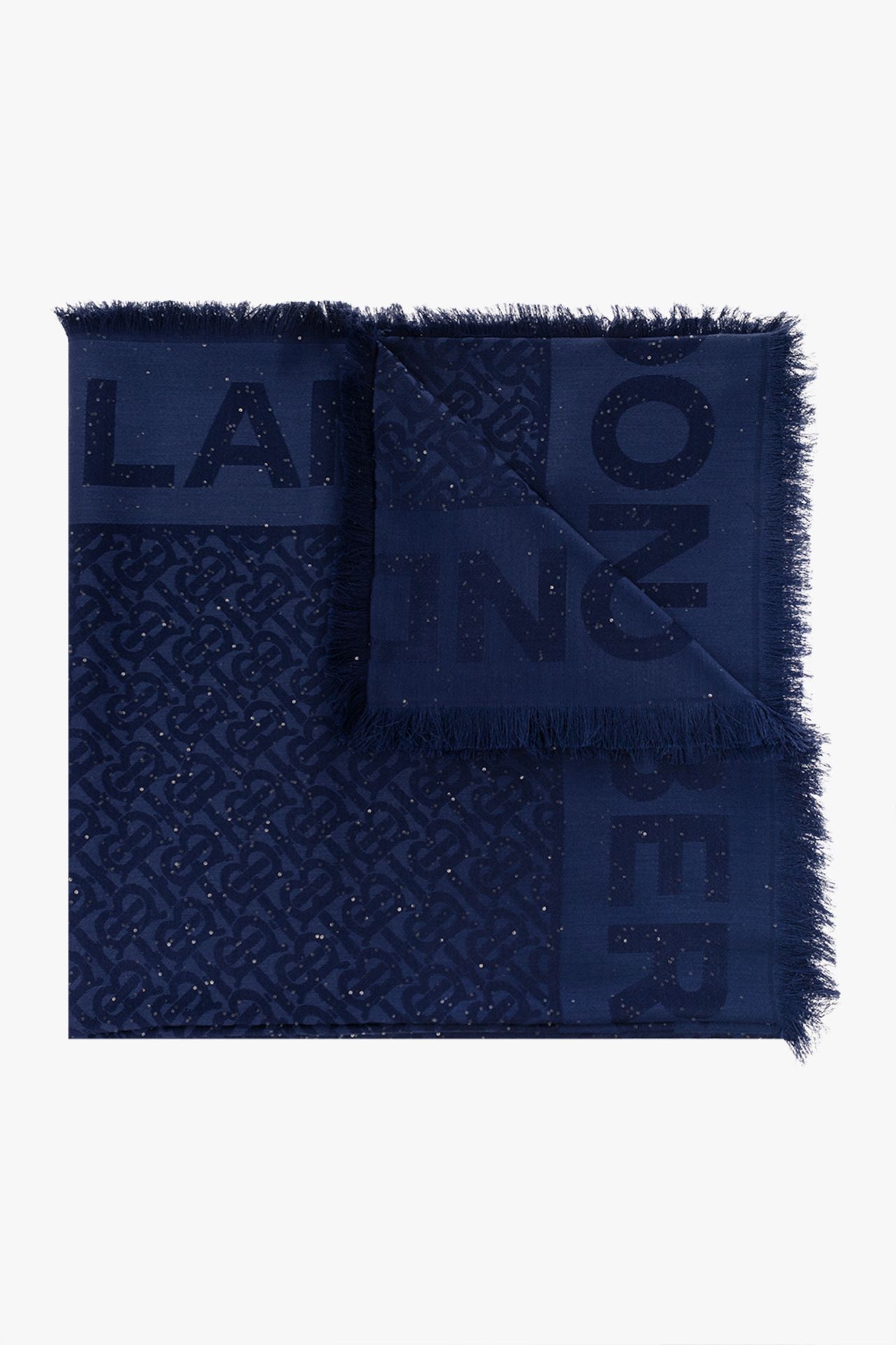 Genuine Burberry Navy Wool&Silk TB Logo Square Scarf. RRP £475. (slightly pulled) - Image 3 of 8