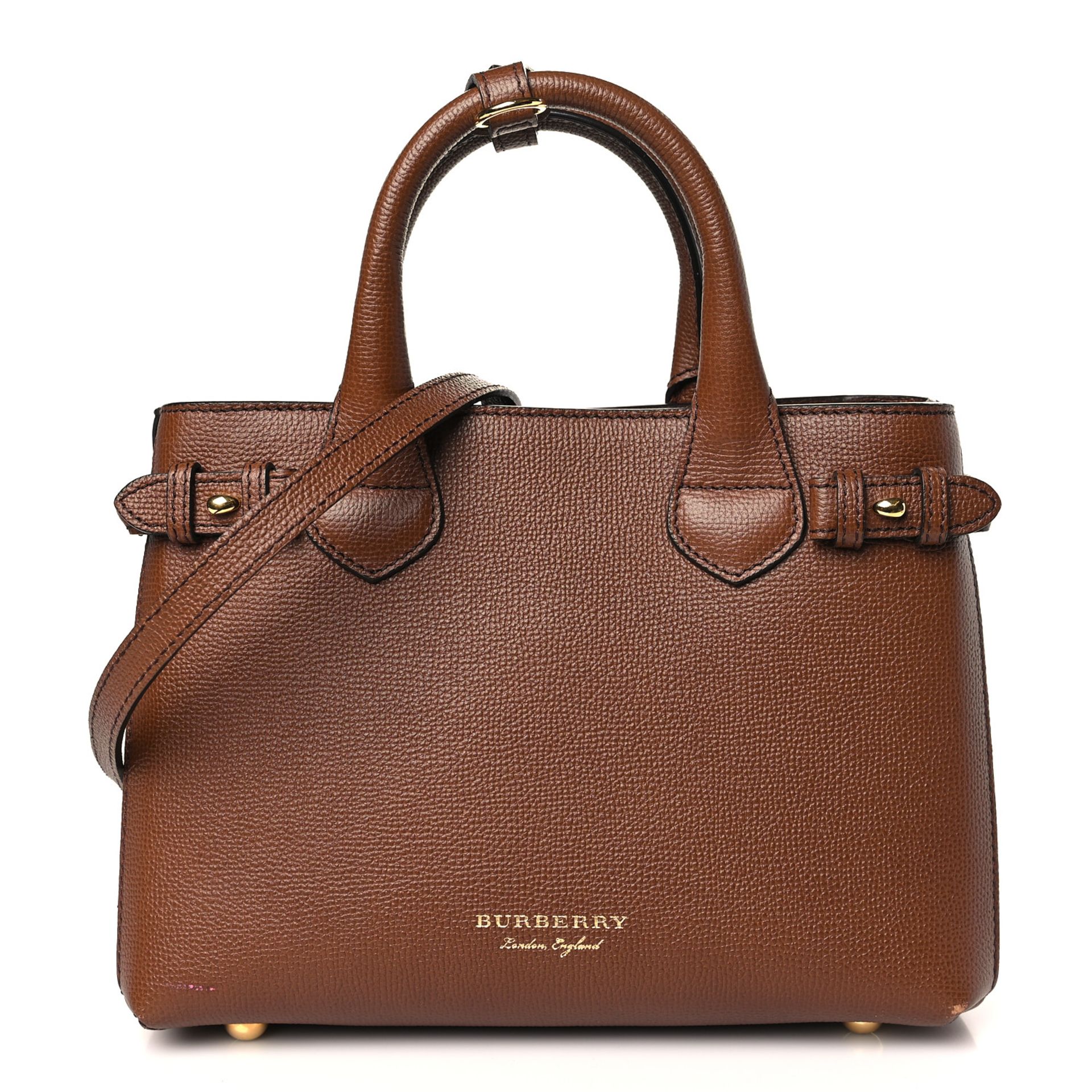 Burberry Derby Calfskin House Check Banner Tote Tan. 37x25cm. (without body strap) (01.21) - Image 5 of 16
