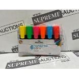 80 X BRAND NEW PACKS OF 6 CHISEL TIP ASSORTED HIGHLIGHTER PENS R18-10