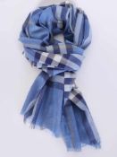 Genuine Burberry Light Blue Check scarf. RRP £250. Wool and Silk Scarf.