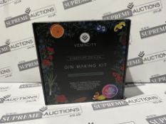 12 X BRAND NEW VEMACITY ROSE GOLD GIN MAKING SETS INCLUDING 2 X HANDMADE GLASSES AND A ROSE GOLD